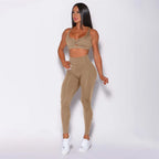 SVEIC Women's Tracksuit V Back Leggings Fitness Yoga Sets Sports Bras Sportswear Training Workout Suits Top Gym Outfits Clothing