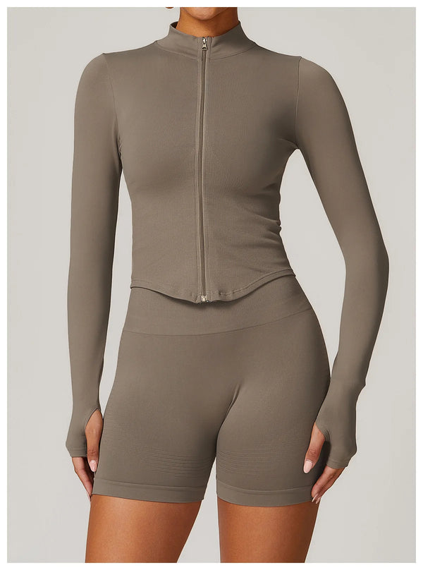 Ribbed Stand Collar Jacket