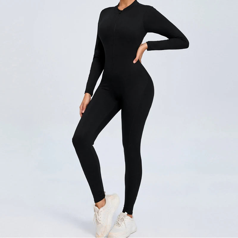 Long Sleeve V-Back Jumpsuit