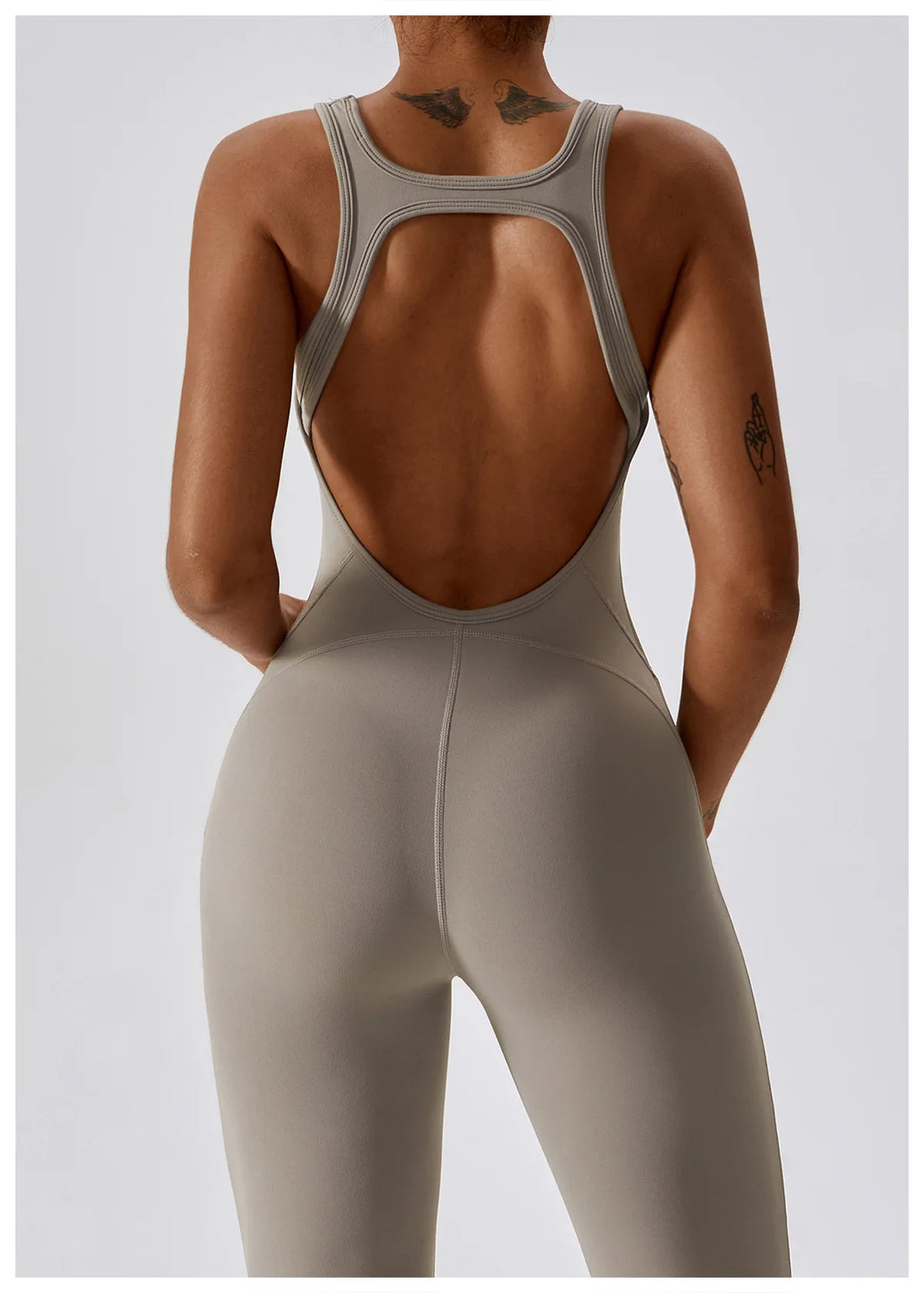 V-Back Scrunch Flare Jumpsuit
