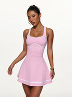 Conjunto de Saia Tênis Feminina Duas Peçes - Shorts Internos, Design Cruzado nas Costas, Ótimo Toque Macio e Elástico em Quatro Direções com Bolsos para Esportivo Casual