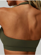 Conjunto de Roupa Esportiva de Yoga com Top Halter e Shorts Justos de Cintura Alta, 2 peças, Roupa de Treino de Fitness para Corrida e Ciclismo de Verão Feminina, Roupa de Ginástica Confortável Nude